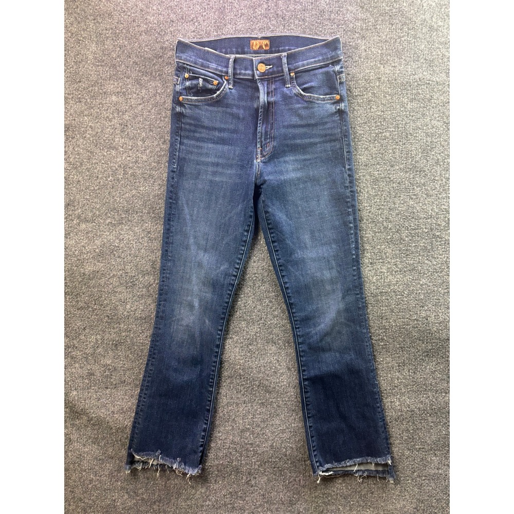 Mother The Insider Crop Step Fray Jeans Women 26 High Rise Frayed Hem Raw Edge